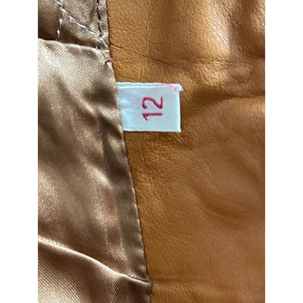 Vintage SAKS 5th Ave LEATHER Women's JACKET Coat Size 12 Fur Tailored Belted - Picture 10 of 16